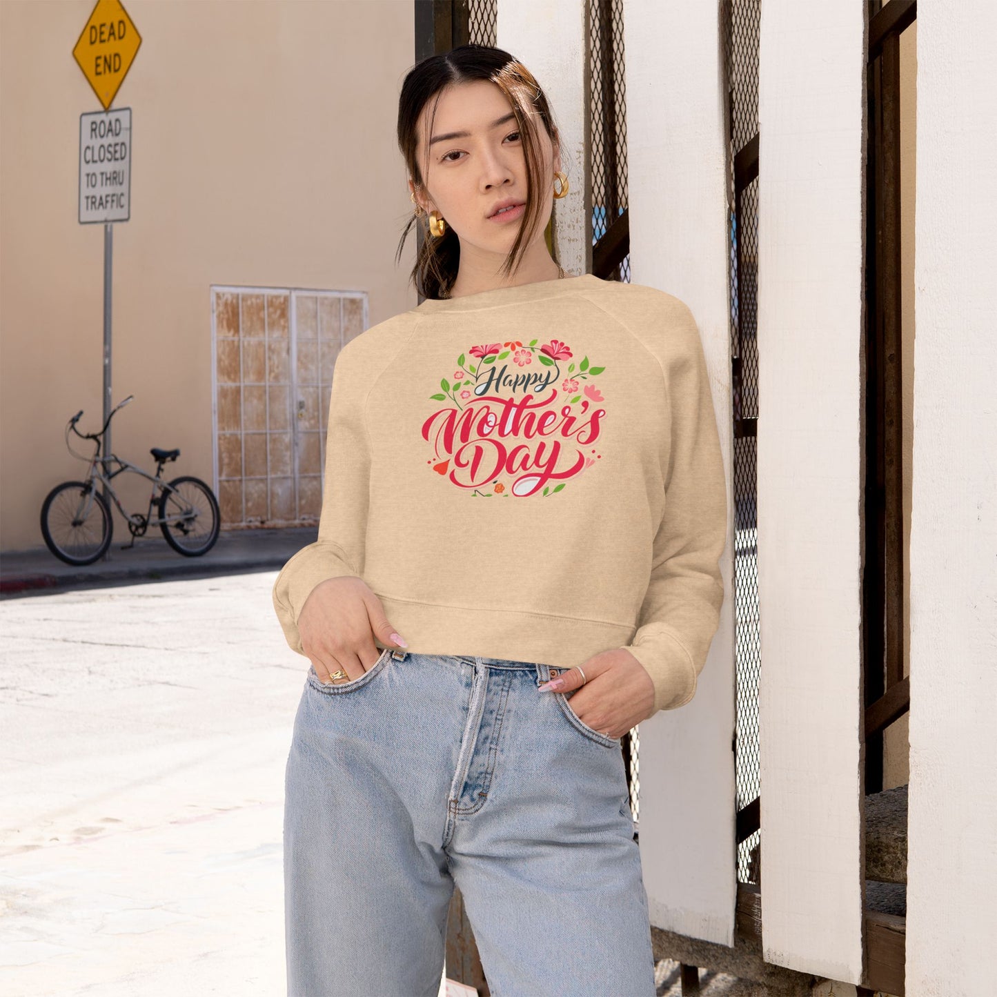 Happy Mother's Day Women's Cropped Fleece Pullover - Stylish and Cozy Gift