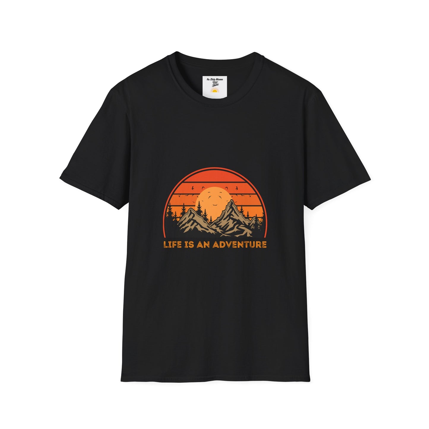 Adventure Mountains T-Shirt — "Life Is An Adventure" Retro Sunset Tee
