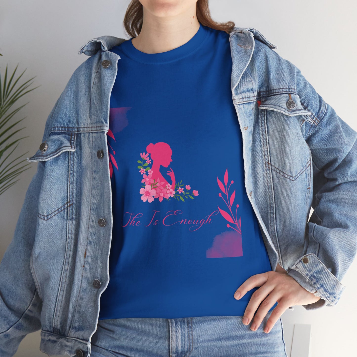 Floral Silhouette Tee — "She Is Enough" Inspirational Women's Shirt