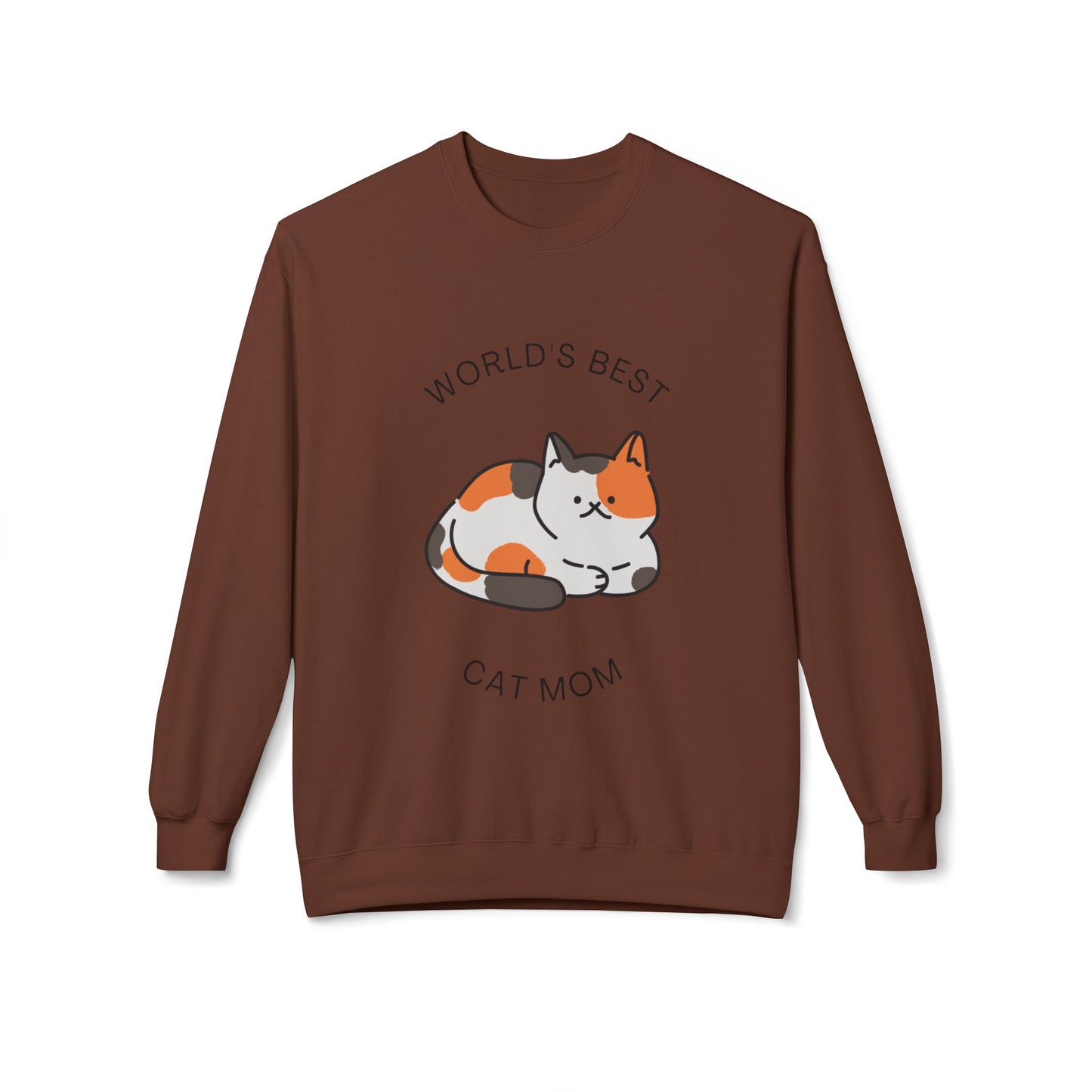 Cat Mom Sweatshirt - "World's Best" Cute Calico Cat Crewneck