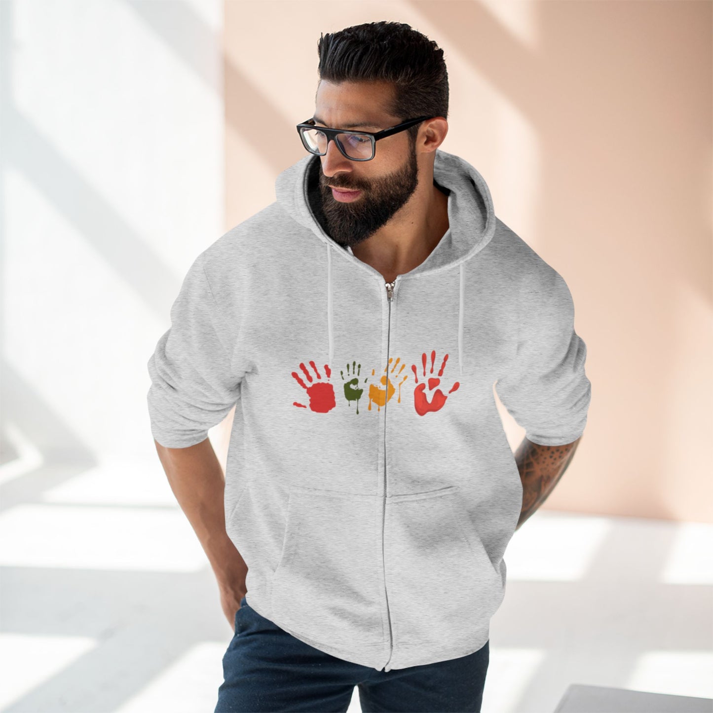 Autumn Handprint Zip Hoodie — Art Design