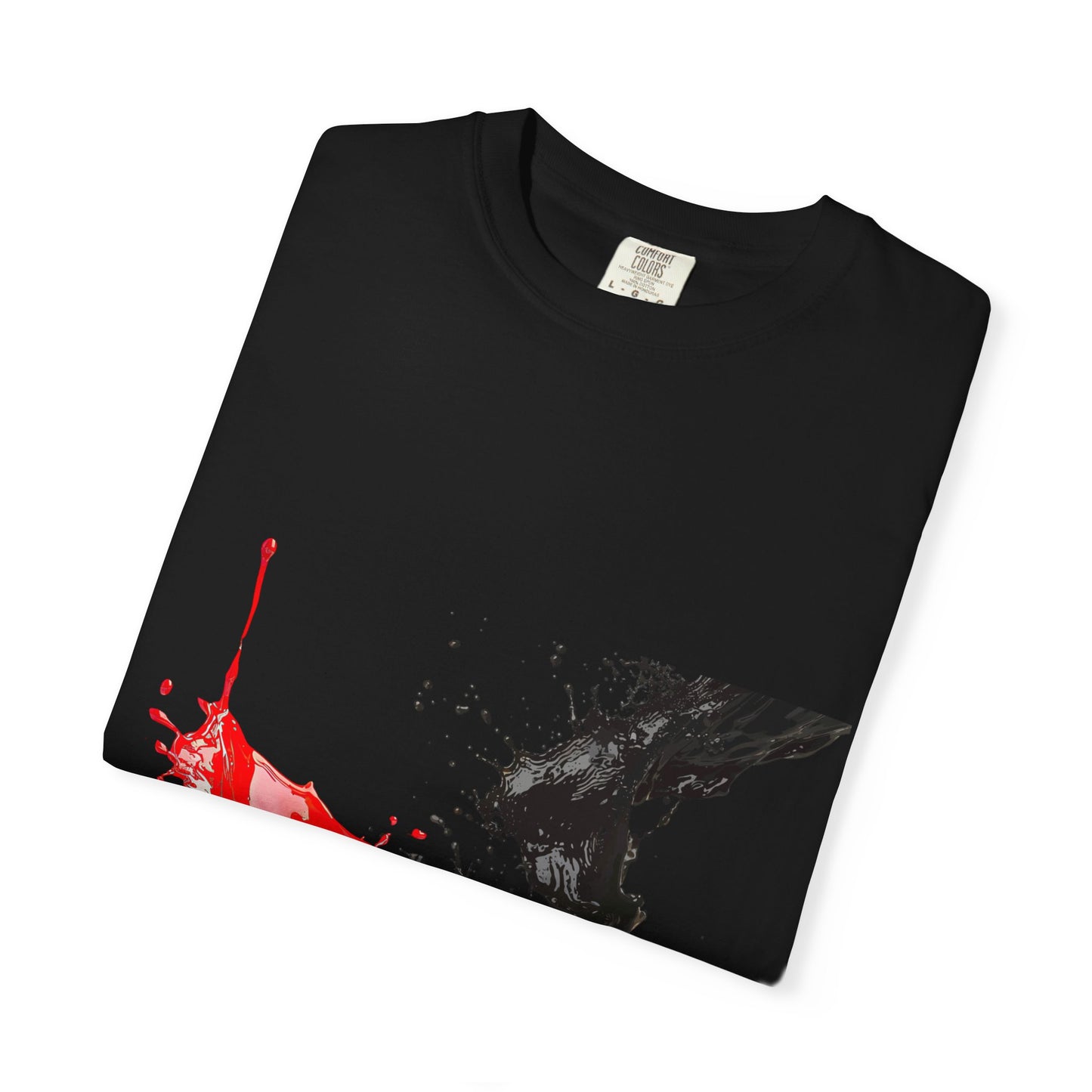 Ink Splash Graphic T-Shirt — Red & Black Abstract Art Tee