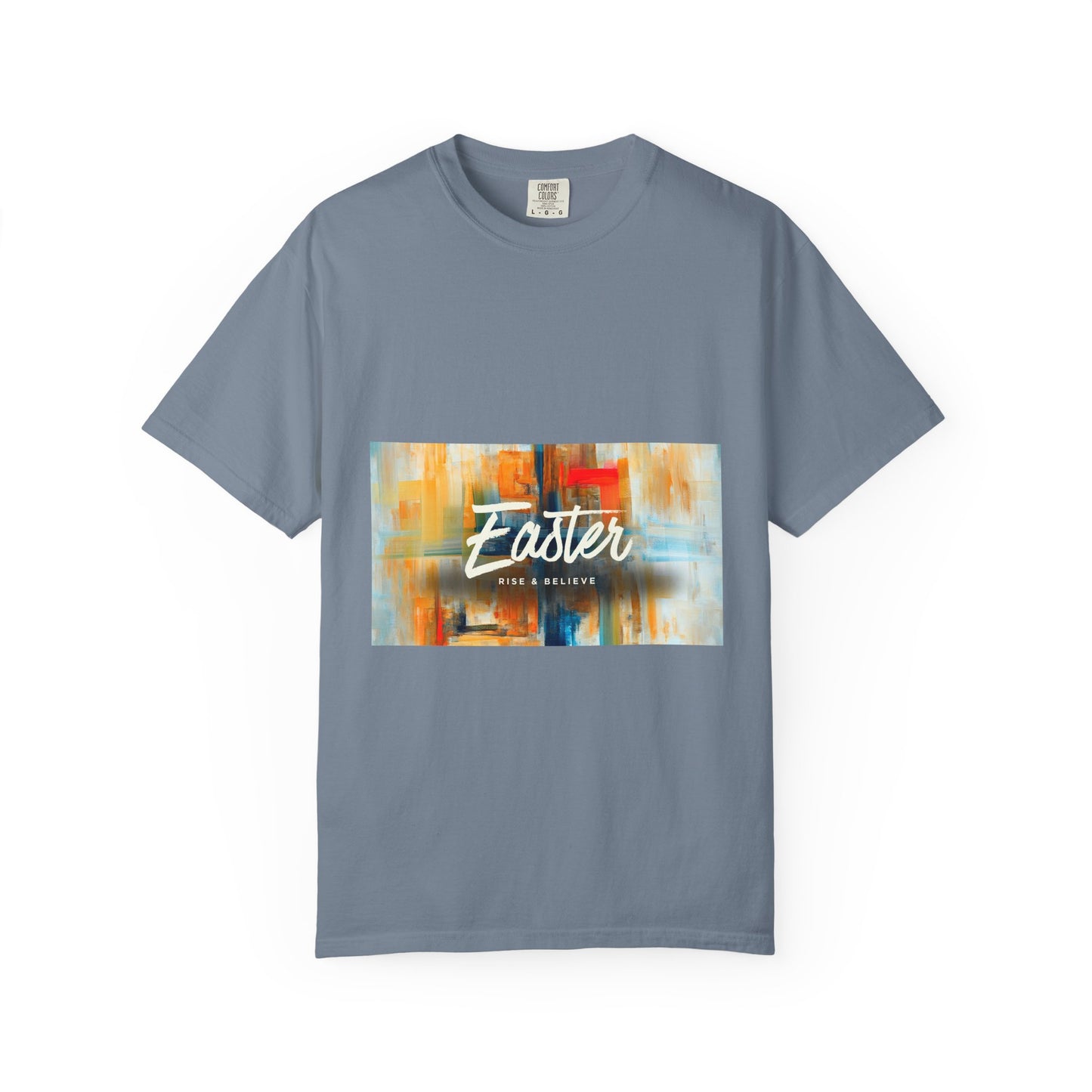 Easter Abstract Brushstroke T-Shirt — "Easter He is Risen" Graphic