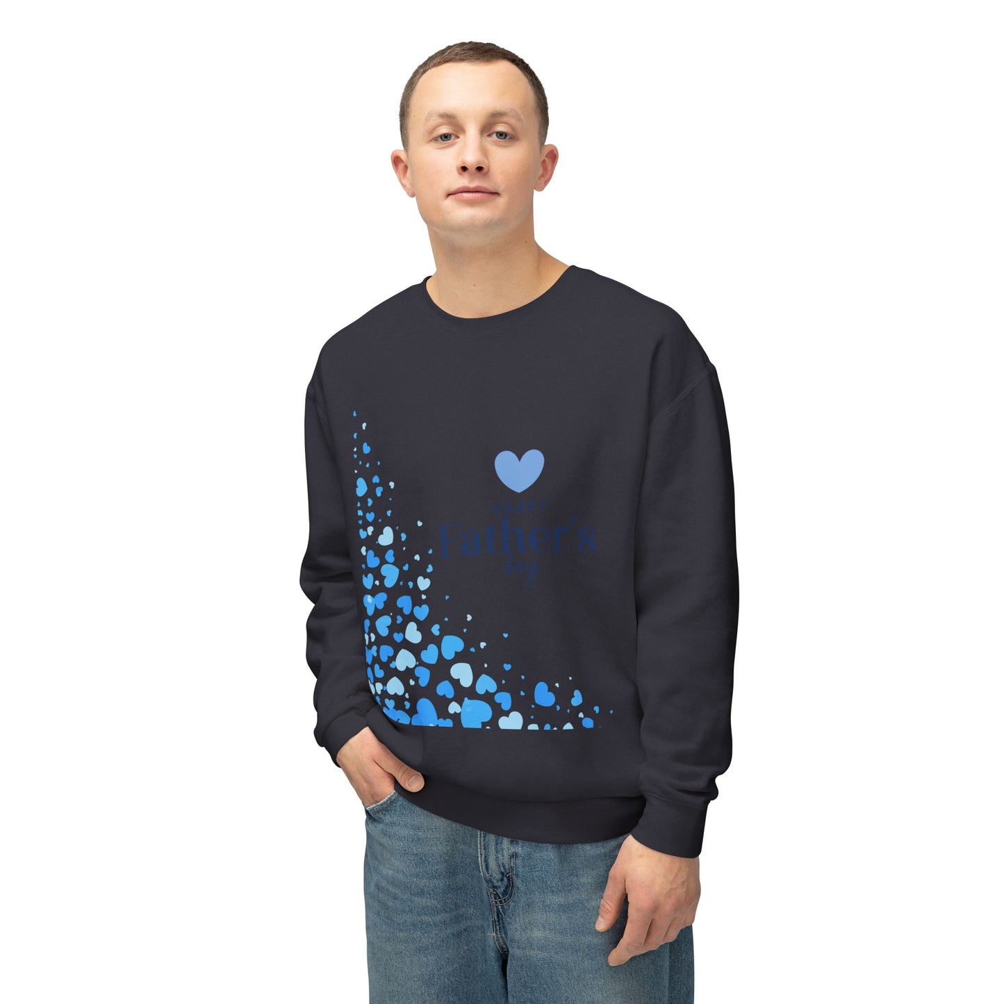 Father's Day Crewneck Sweatshirt – Blue Heart Happy Father's Day Design