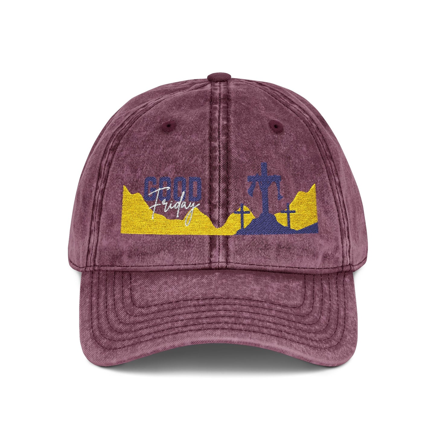 Vintage Embroidered Cap - 'Good Vibes' Distressed Dad Hat