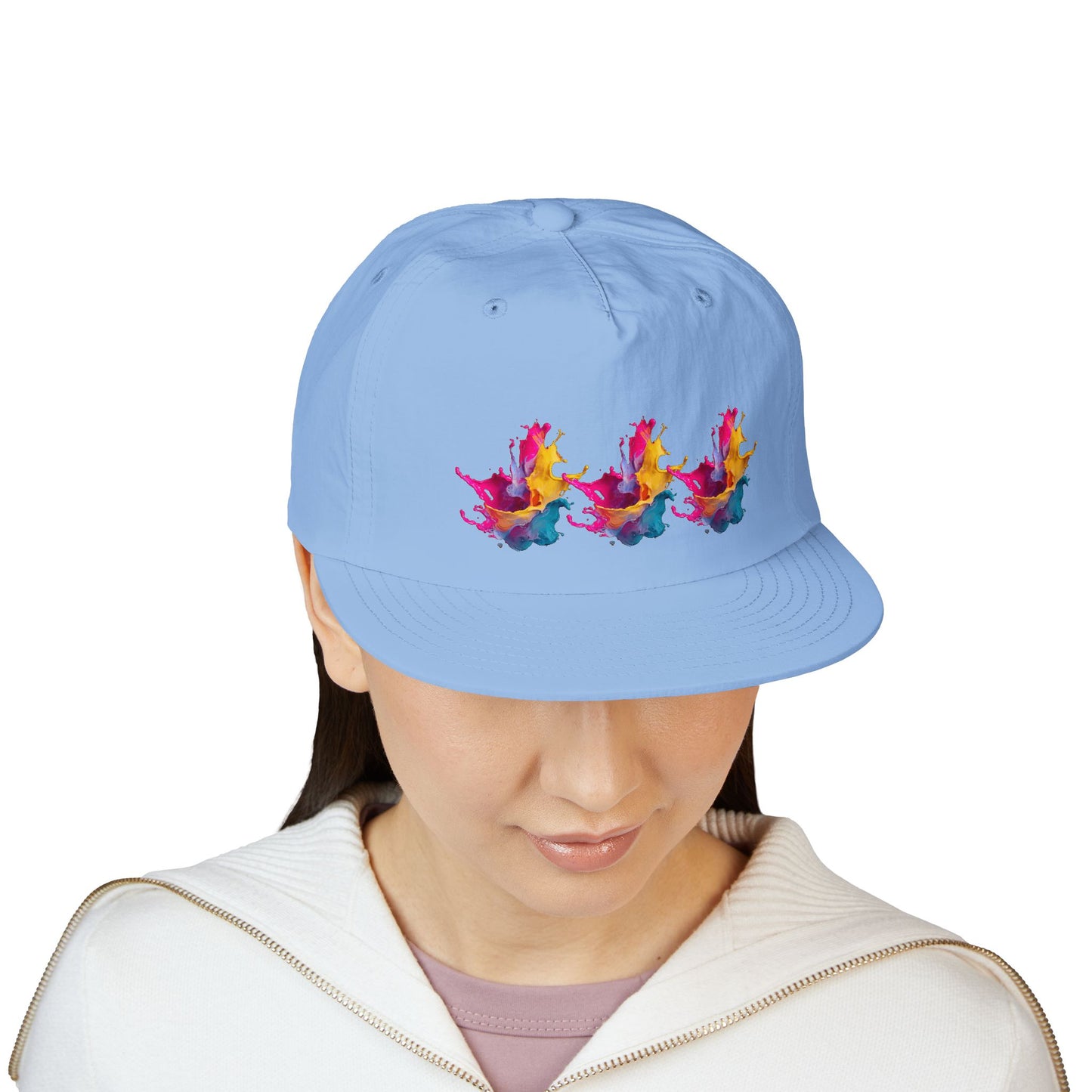 Surf Cap — Colorful Watercolor Wave Snapback Hat