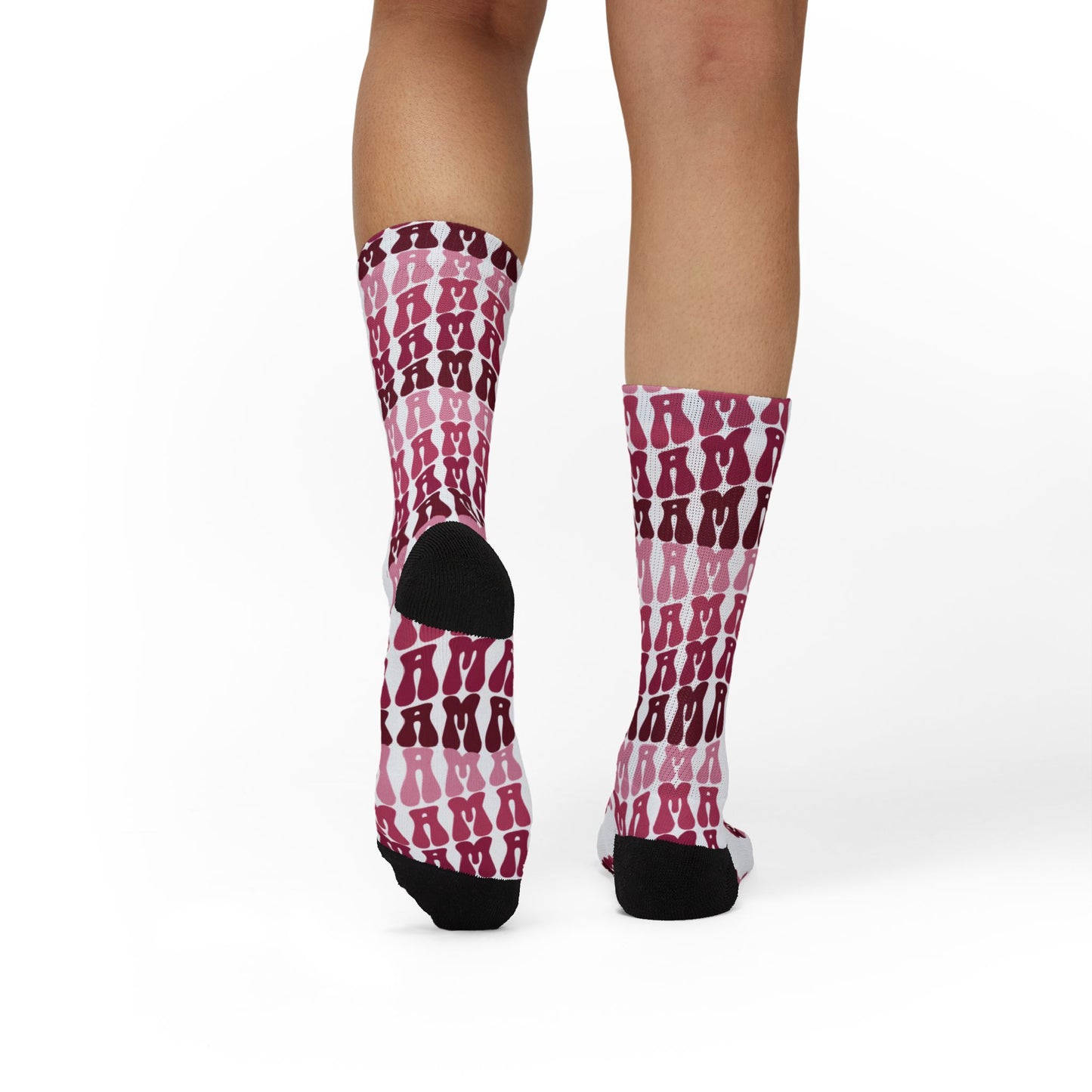Pink Plaid Sublimation Socks — Custom Patterned Crew Socks