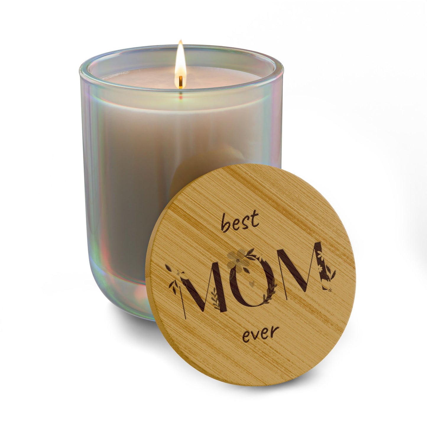 Best MOM Ever 14oz Scented Soy Candle — Engraved Bamboo Lid (Mother's Day Gift)