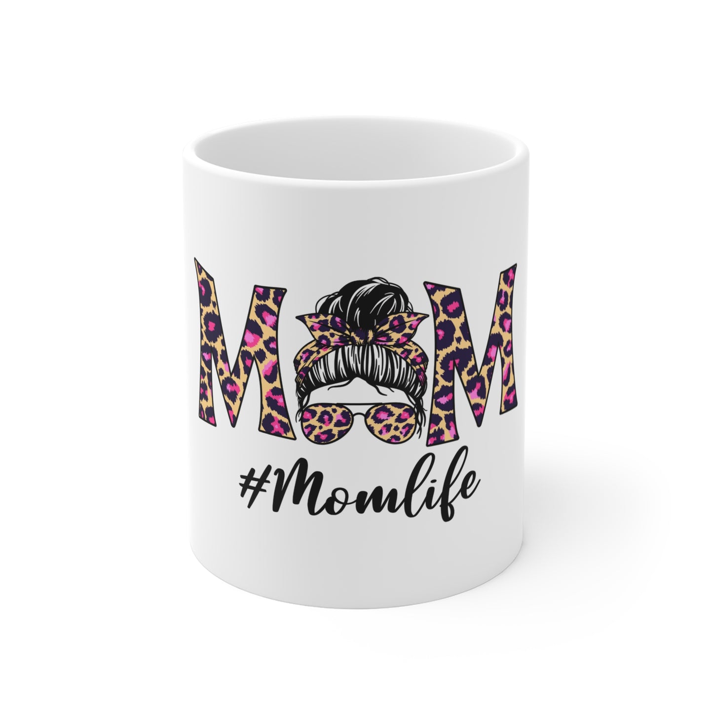 Momlife Leopard Print Mug - #Momlife 11oz Coffee Cup