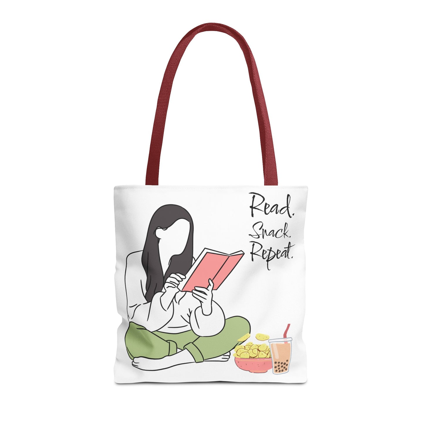 Reading Snack Tote Bag — "Read. Snack. Repeat." Book Lover Canvas Tote