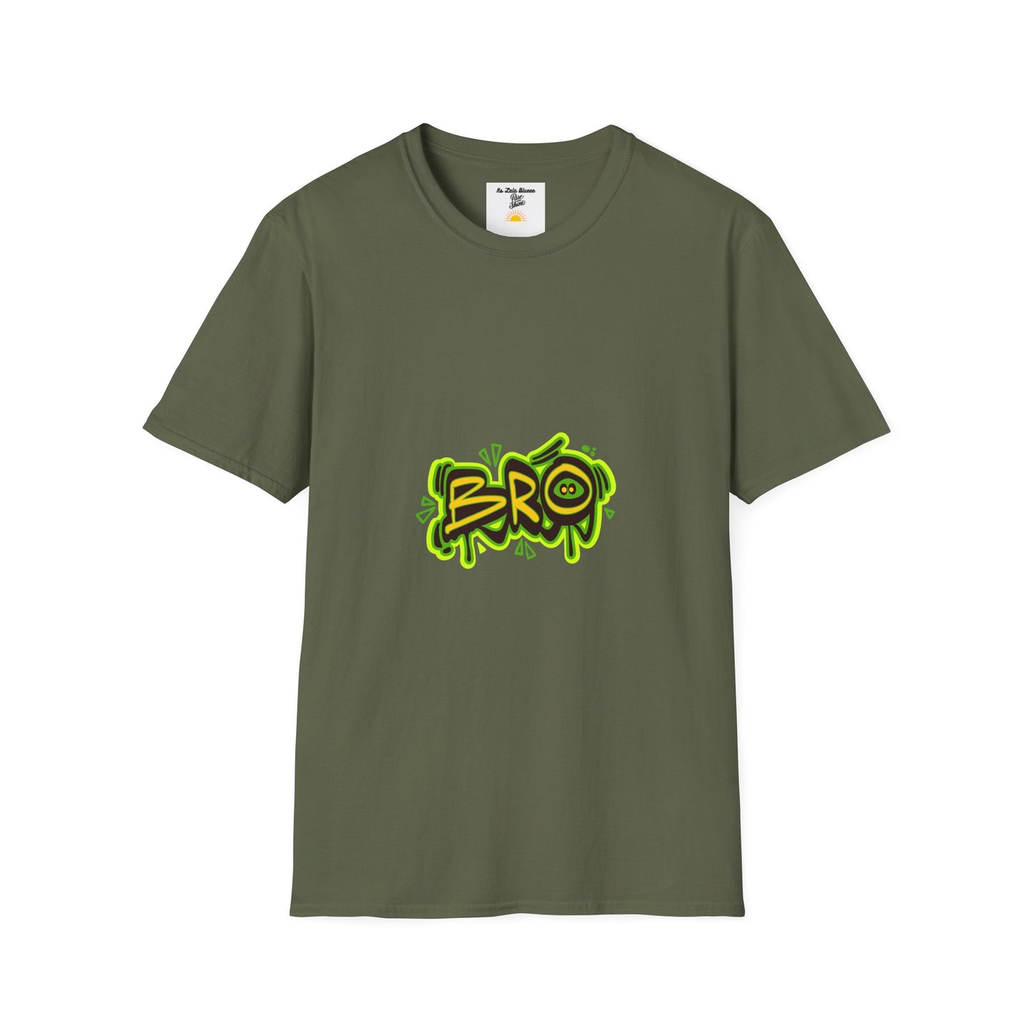 Bro Graffiti T-Shirt — Urban Streetwear Tee with Neon Green Spray Graphic