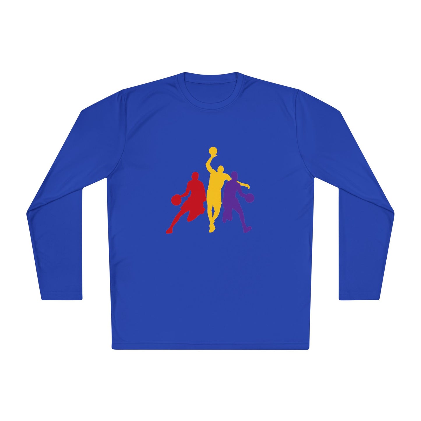 Basketball Silhouette Long Sleeve Tee — Colorful Players Graphic