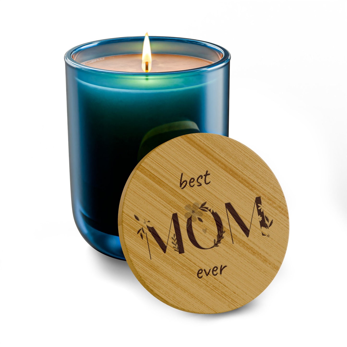 Best MOM Ever 14oz Scented Soy Candle — Engraved Bamboo Lid (Mother's Day Gift)