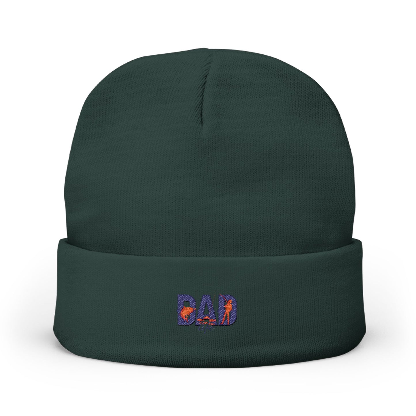 Embroidered 'DAD' Knit Beanie – Floral Accent Winter Hat for Fathers