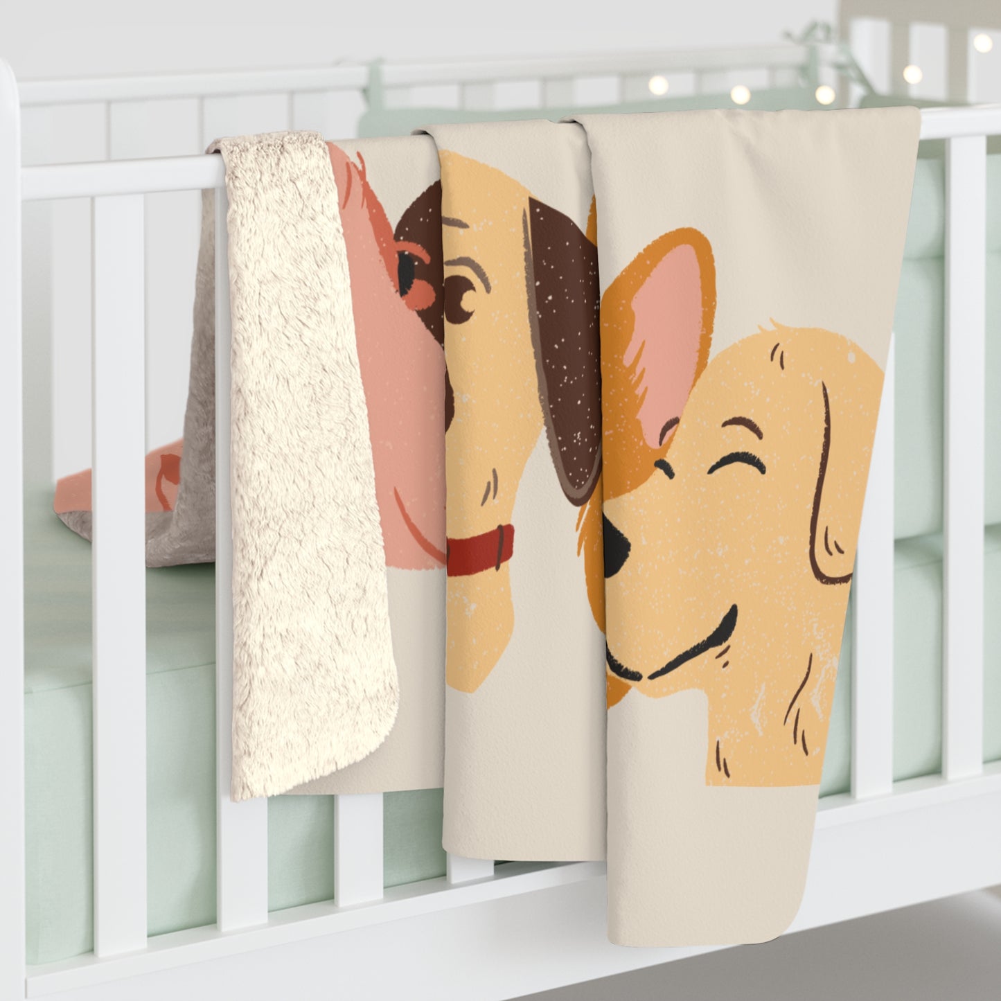 Cozy Dog Faces Sherpa Fleece Blanket — Cute Puppy Pattern Throw