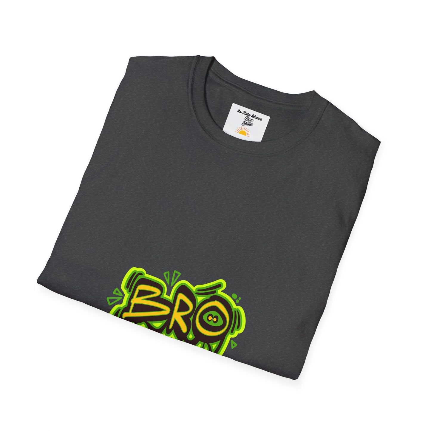Bro Graffiti T-Shirt — Urban Streetwear Tee with Neon Green Spray Graphic