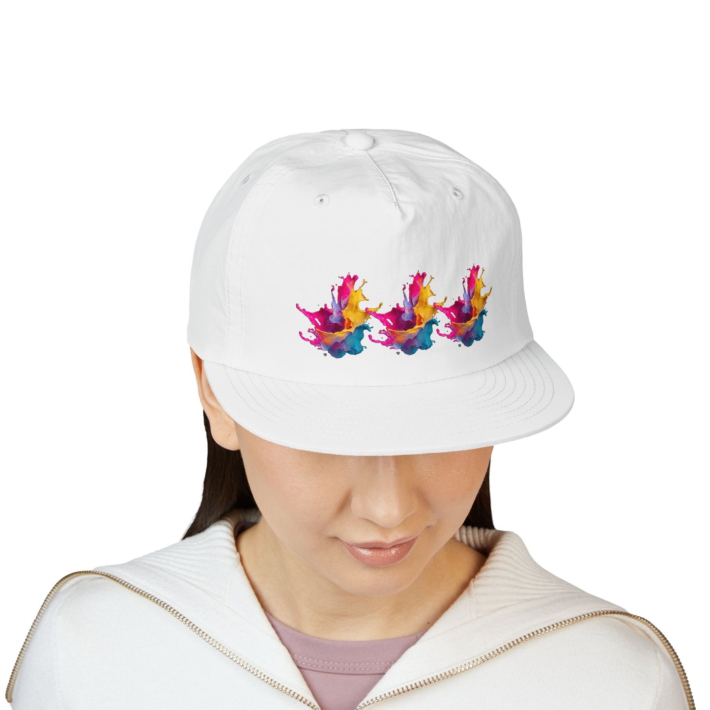 Surf Cap — Colorful Watercolor Wave Snapback Hat