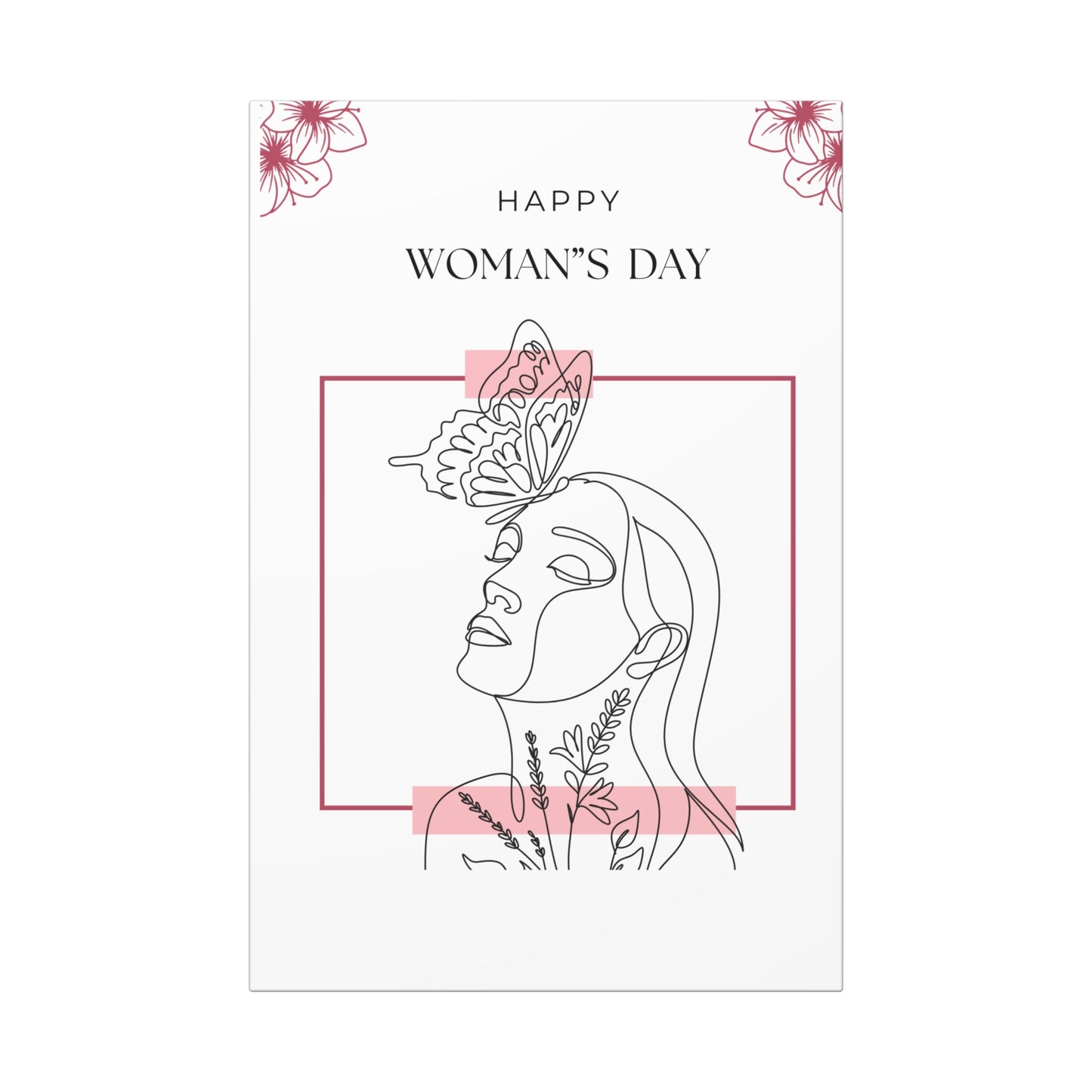Minimalist Line Art Canvas Wrap - Woman with Butterfly 1.6"