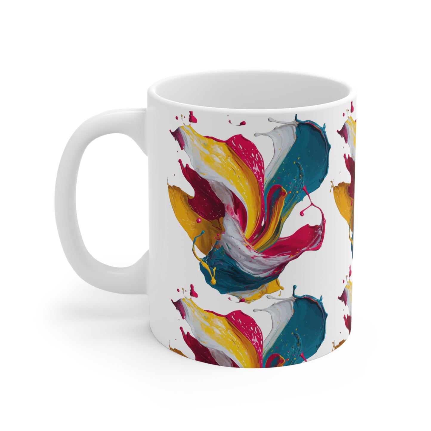 Abstract Paint Splash Mug — Colorful Brushstroke Coffee Cup (11oz)