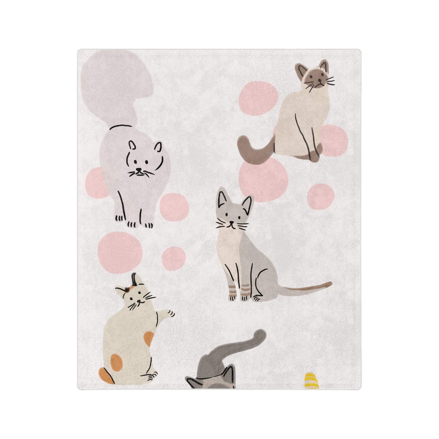Cute Pastel Cat Pattern Velveteen Microfiber Blanket — Cozy Kitten Throw for Cat Lovers