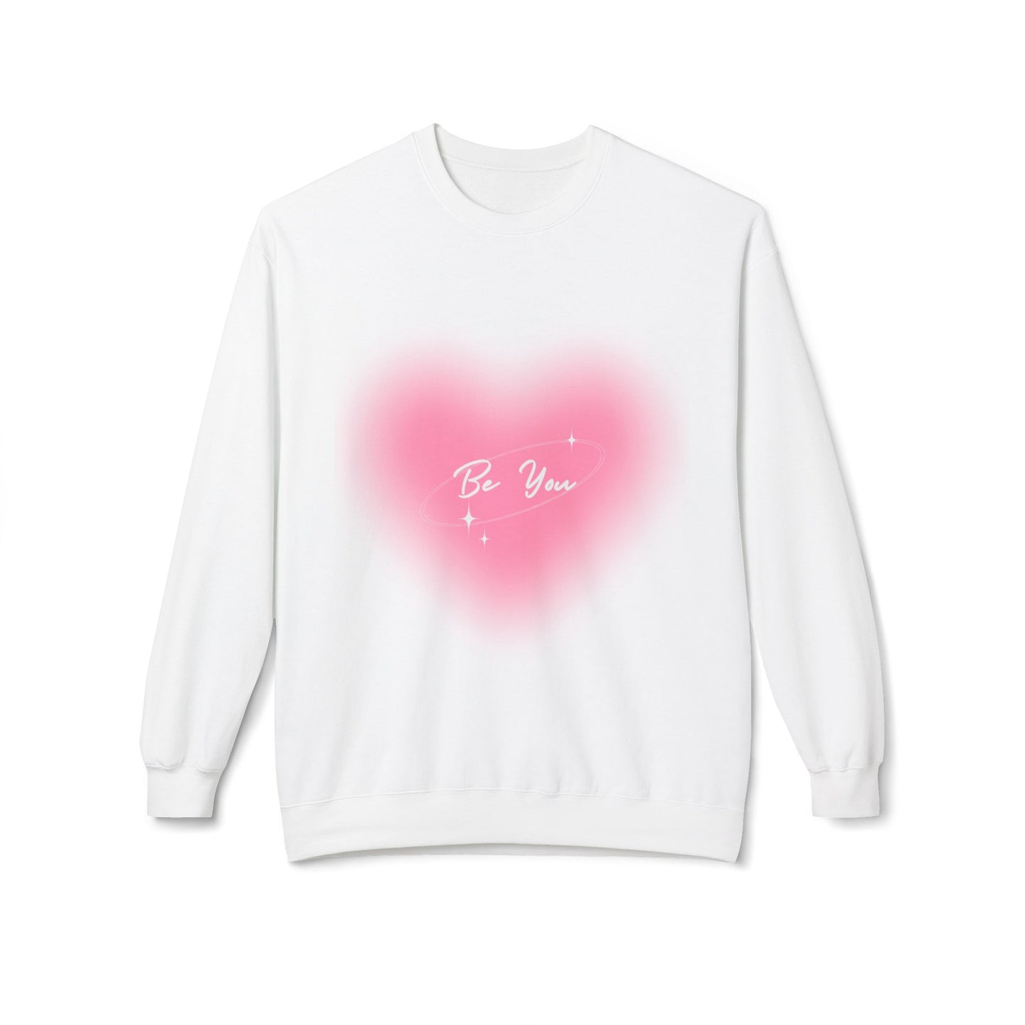 Be You Heart Crewneck Sweatshirt — Pink Heart Graphic