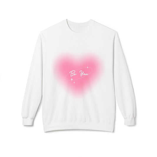 Be You Heart Crewneck Sweatshirt — Pink Heart Graphic