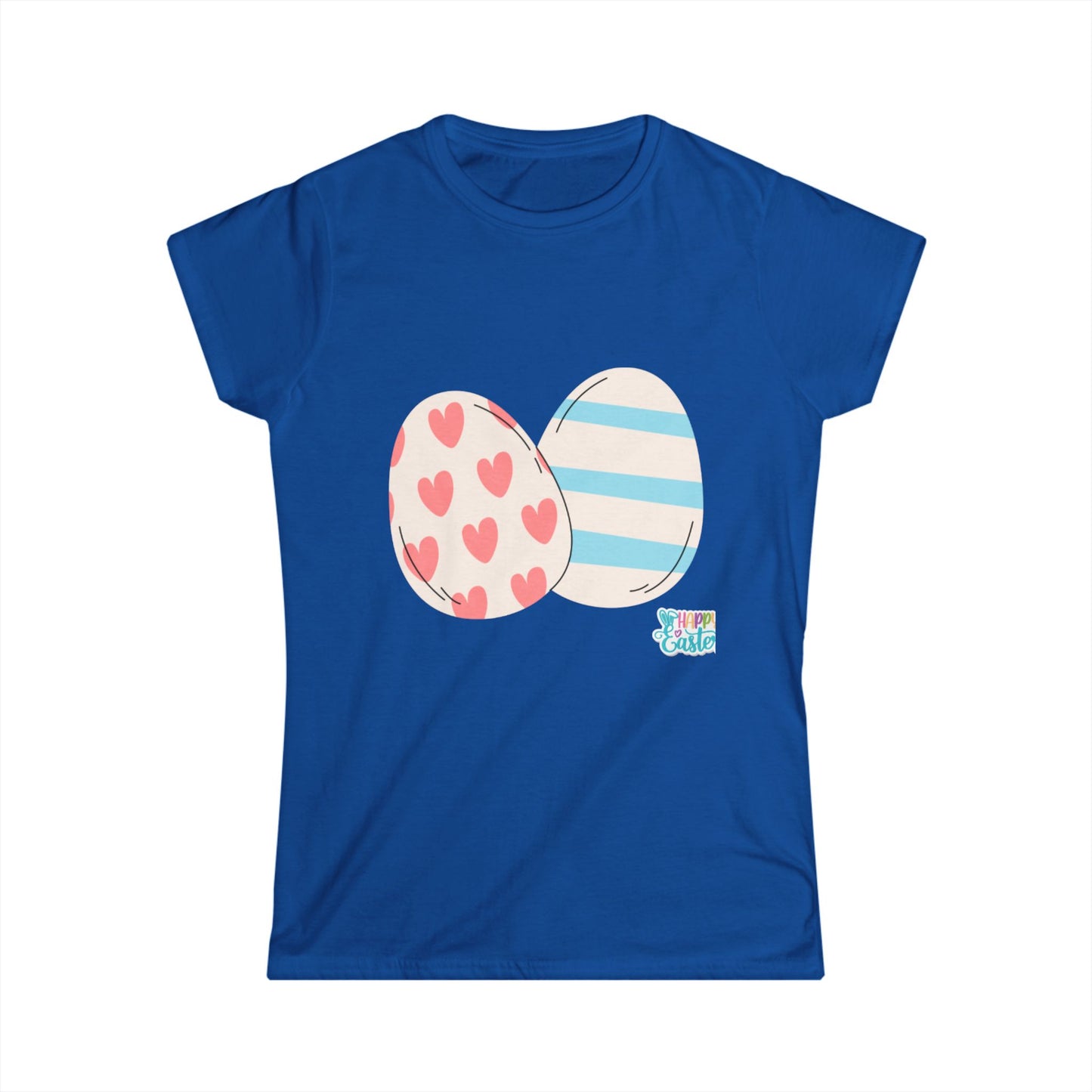 Easter Egg Pattern Women's Softstyle Tee – Cute Spring T-Shirt for Celebrations