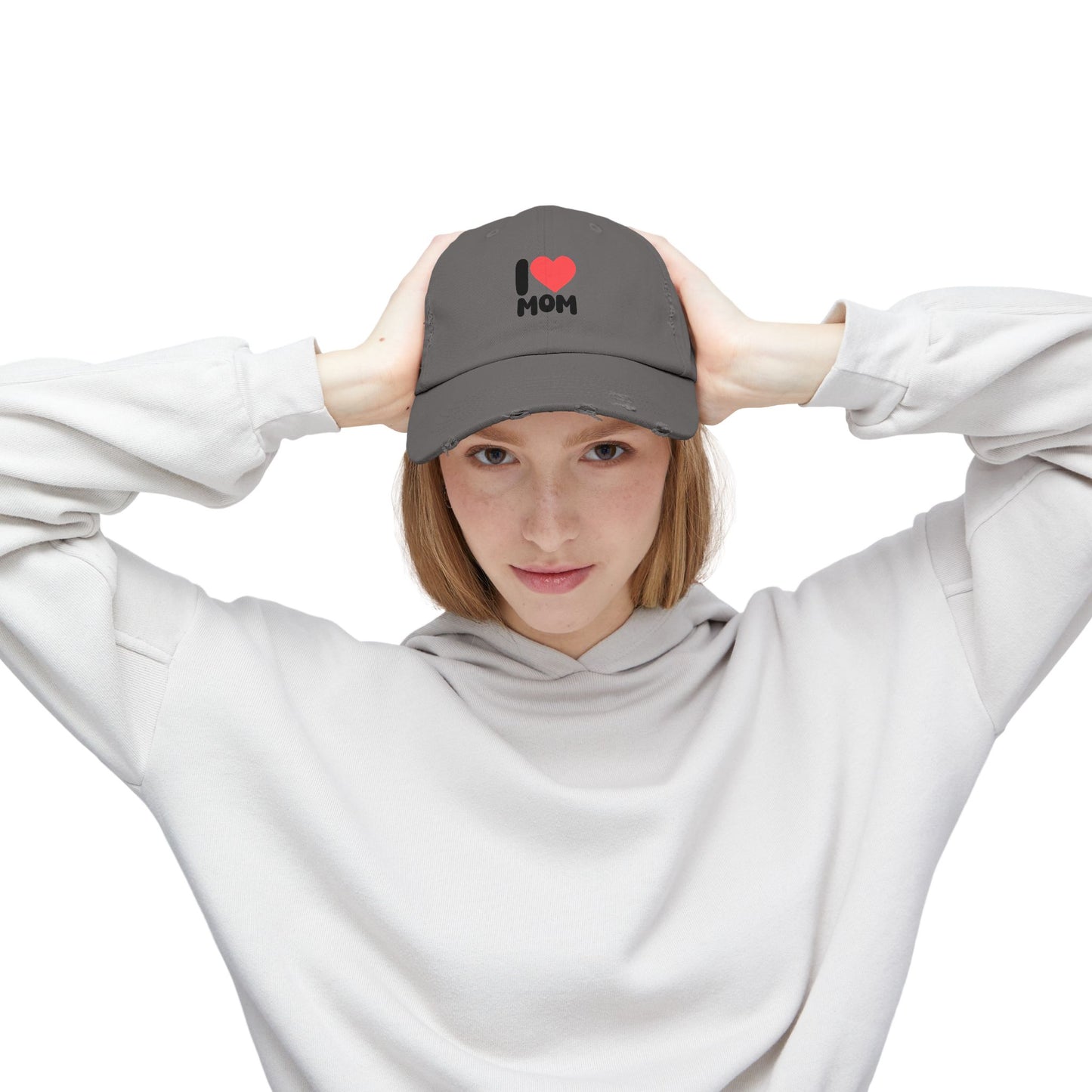 I  Mom Distressed Baseball Cap — Vintage Mom Hat for Mother’s Day