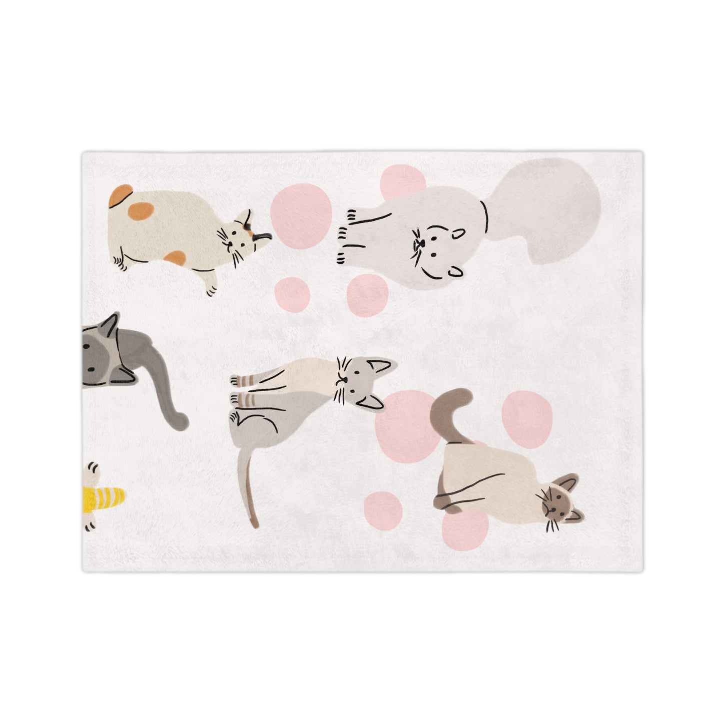 Cute Pastel Cat Pattern Velveteen Microfiber Blanket — Cozy Kitten Throw for Cat Lovers