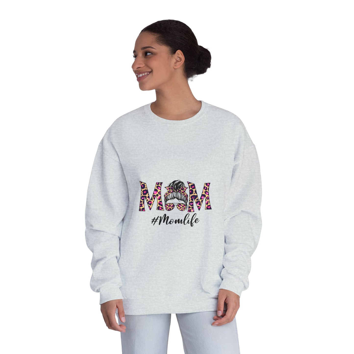 Momlife Floral Crewneck Sweatshirt — “MOM” Leopard Floral Design