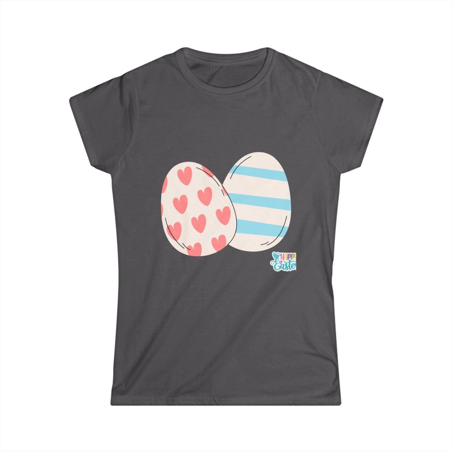 Easter Egg Pattern Women's Softstyle Tee – Cute Spring T-Shirt for Celebrations