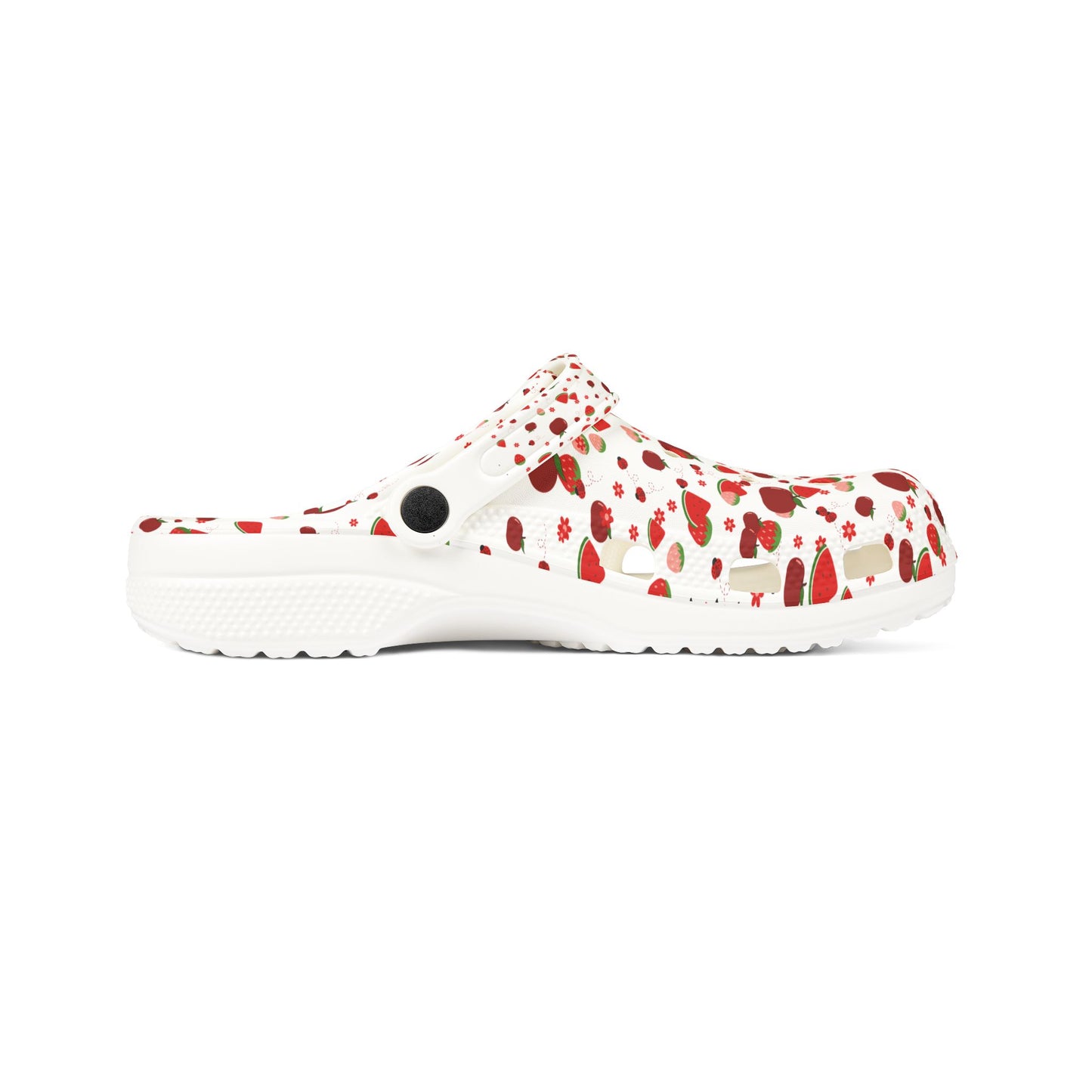 Red Confetti EVA Foam Clogs — Lightweight Splash-Print Slip-Ons