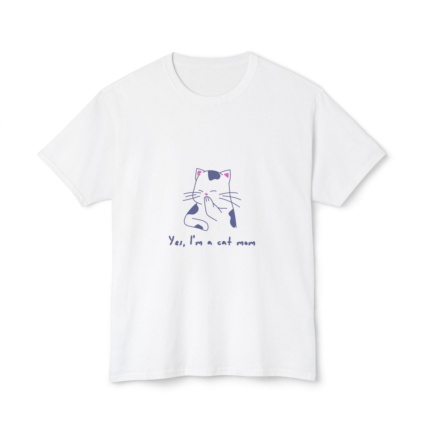 Cat Mom T-Shirt — Cute Minimal Cat Illustration with “Yes, I’m a cat mom”