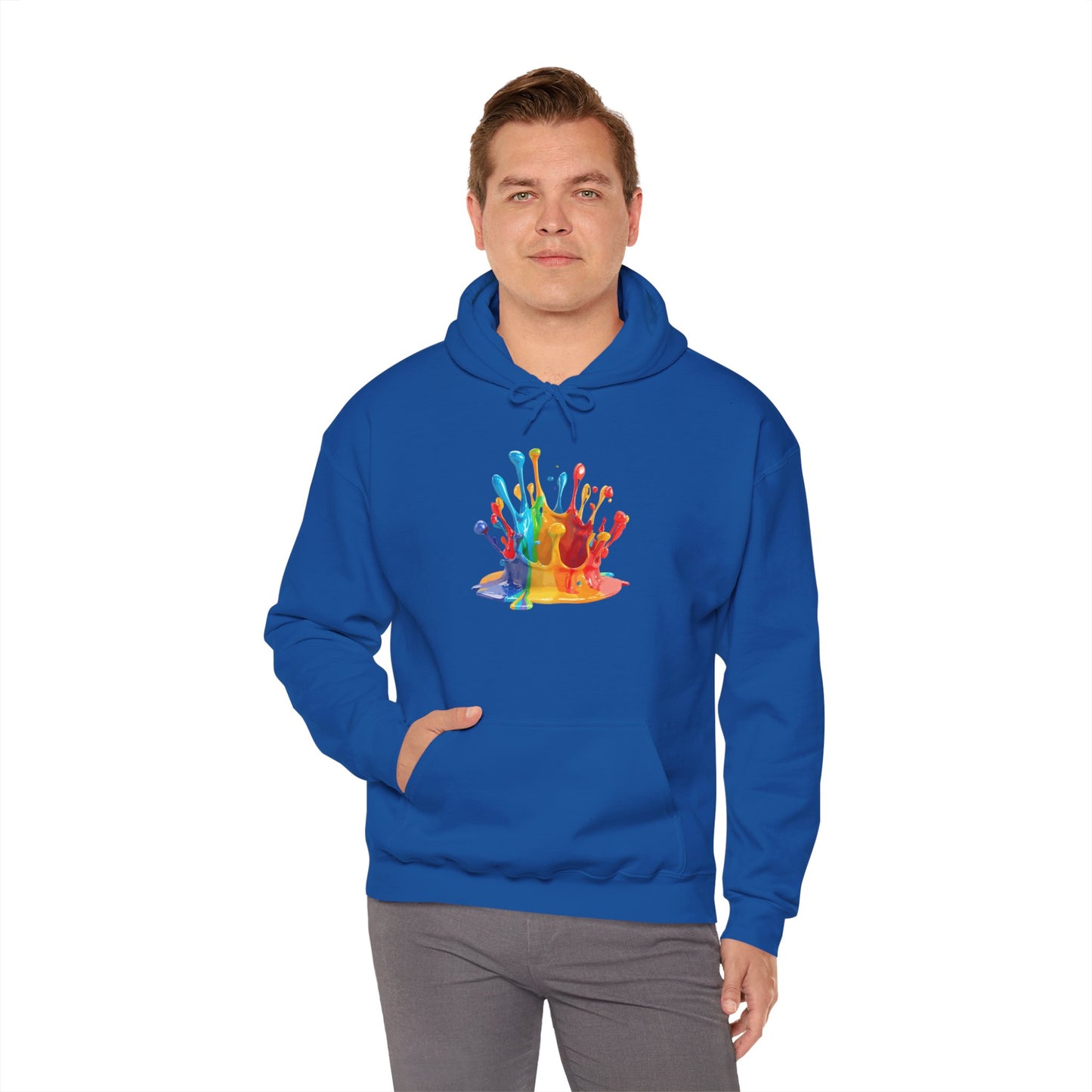 Color Splash Crown Hoodie – Rainbow Paint Crown Graphic Sweatshirt