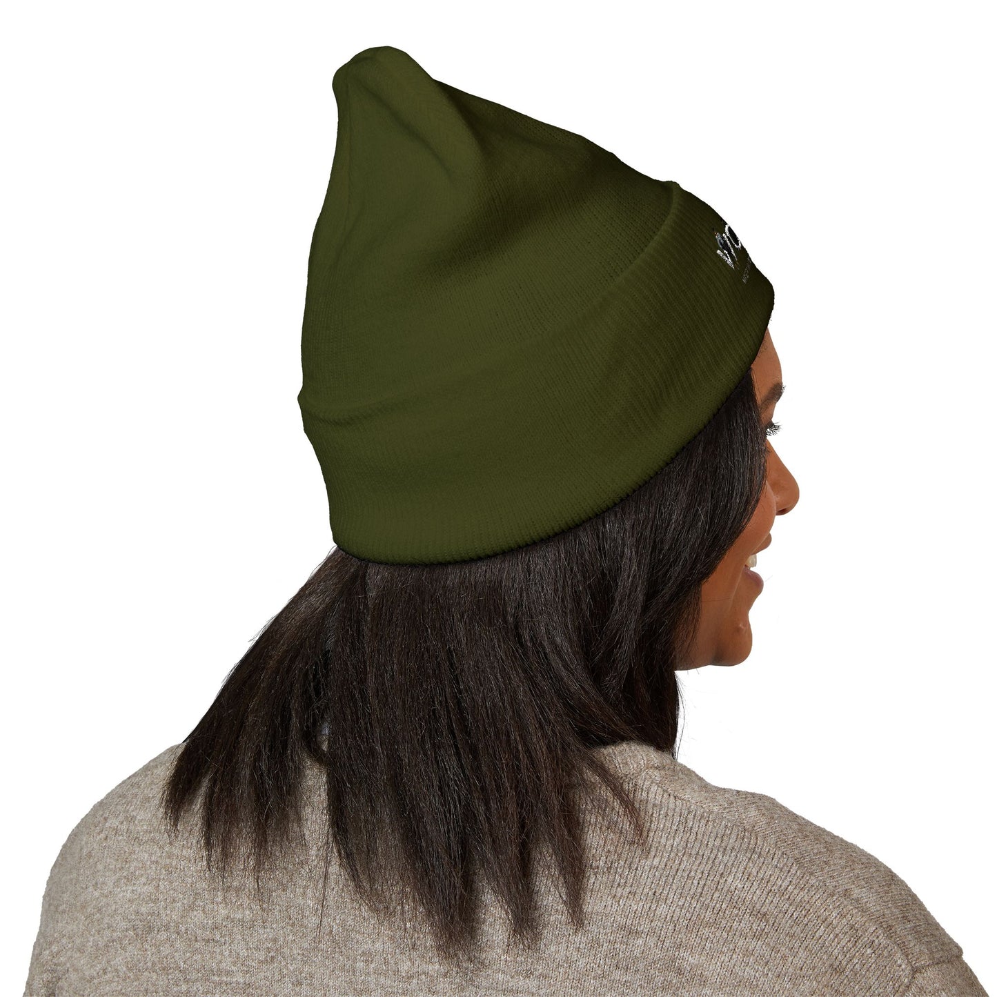Embroidered Penguin Line Cuffed Beanie — Cute Winter Animal Knit Hat