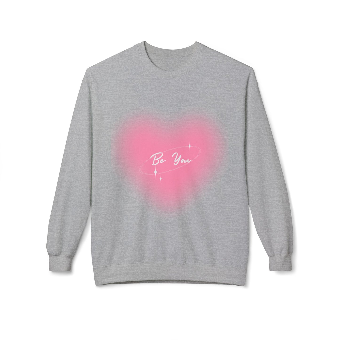 Be You Heart Crewneck Sweatshirt — Pink Heart Graphic