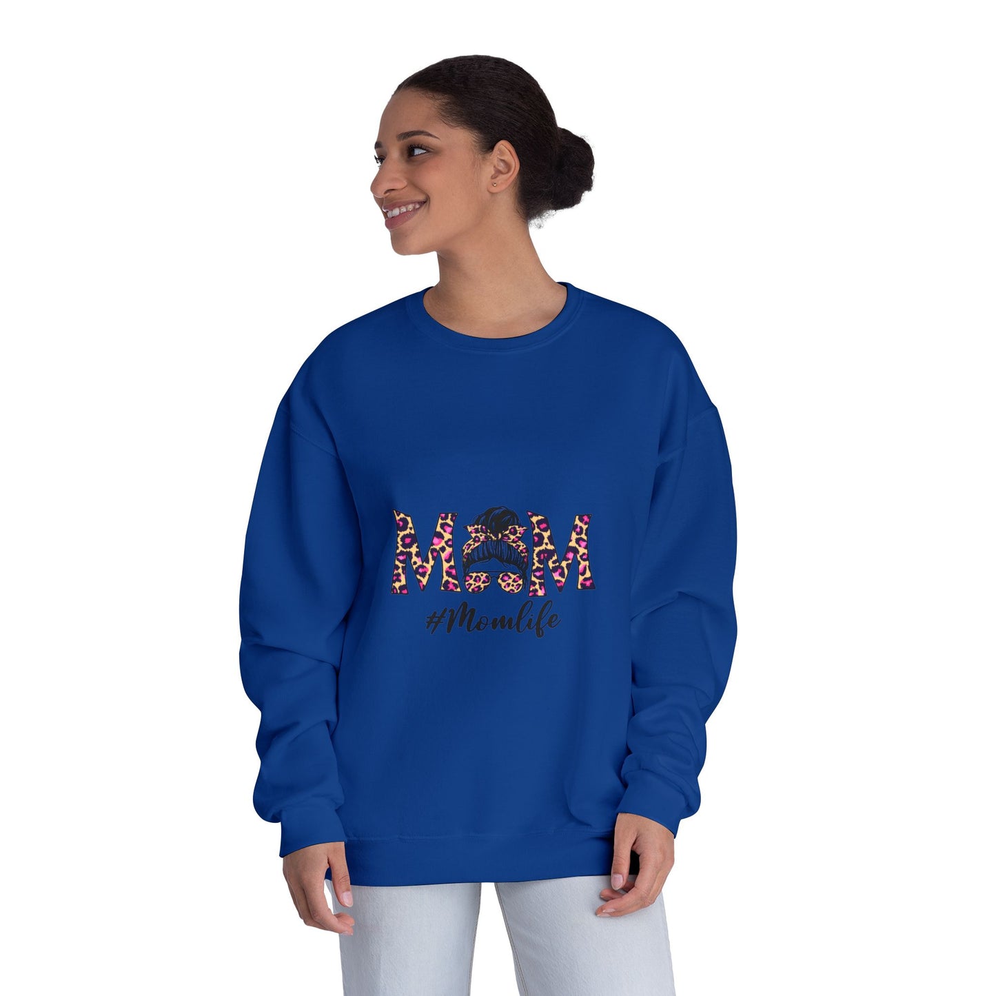 Momlife Floral Crewneck Sweatshirt — “MOM” Leopard Floral Design