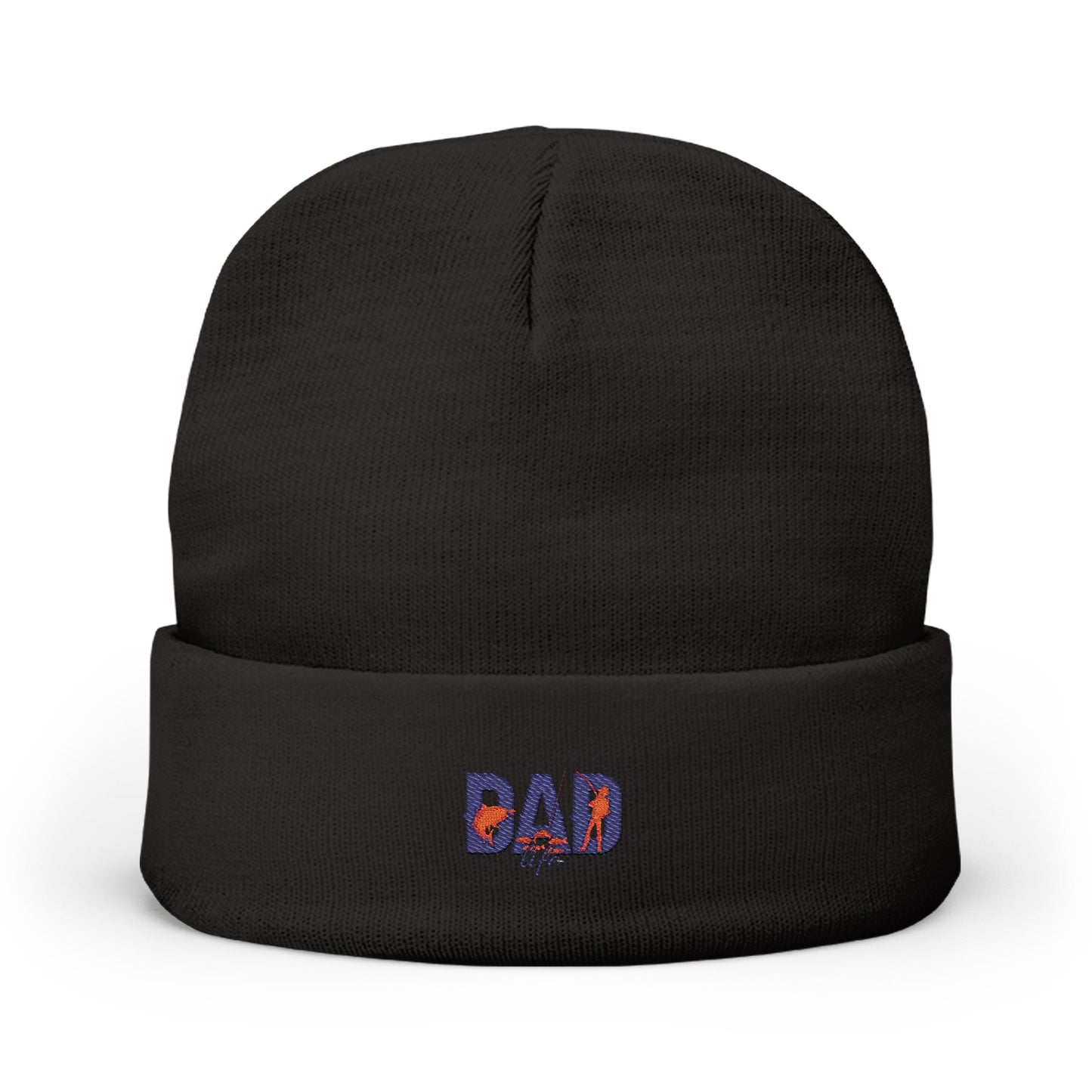 Embroidered 'DAD' Knit Beanie – Floral Accent Winter Hat for Fathers