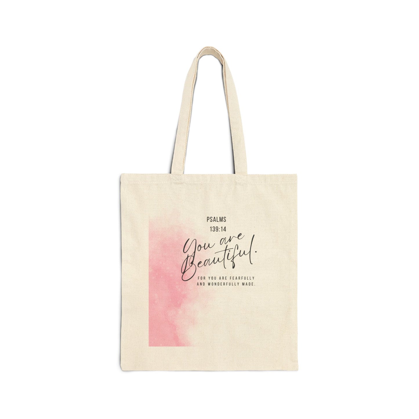 Canvas Tote — "You Are Beautiful" Psalm 103:14 Inspirational Grocery & Church Bag