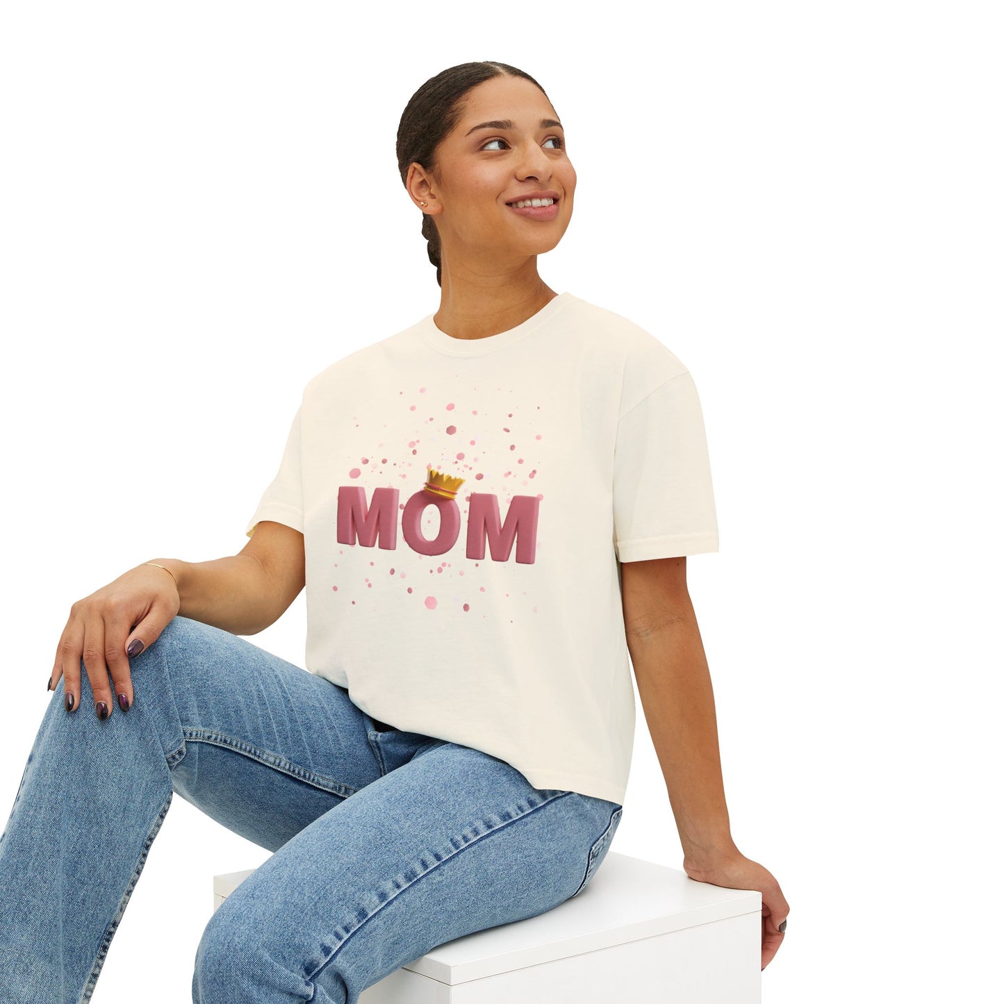Mom Crown Boxy Tee - Stylish Women's T-Shirt for Mother's Day