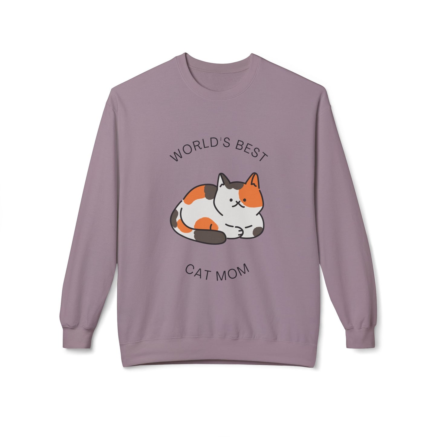 Cat Mom Sweatshirt - "World's Best" Cute Calico Cat Crewneck
