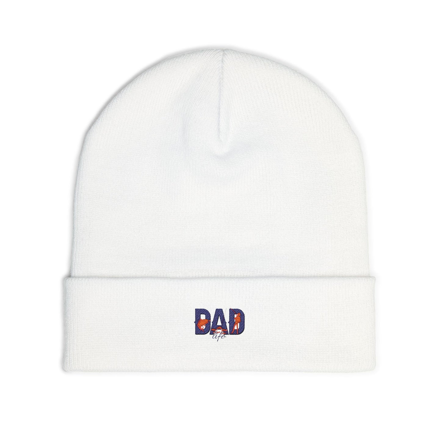 Embroidered 'DAD' Knit Beanie – Floral Accent Winter Hat for Fathers