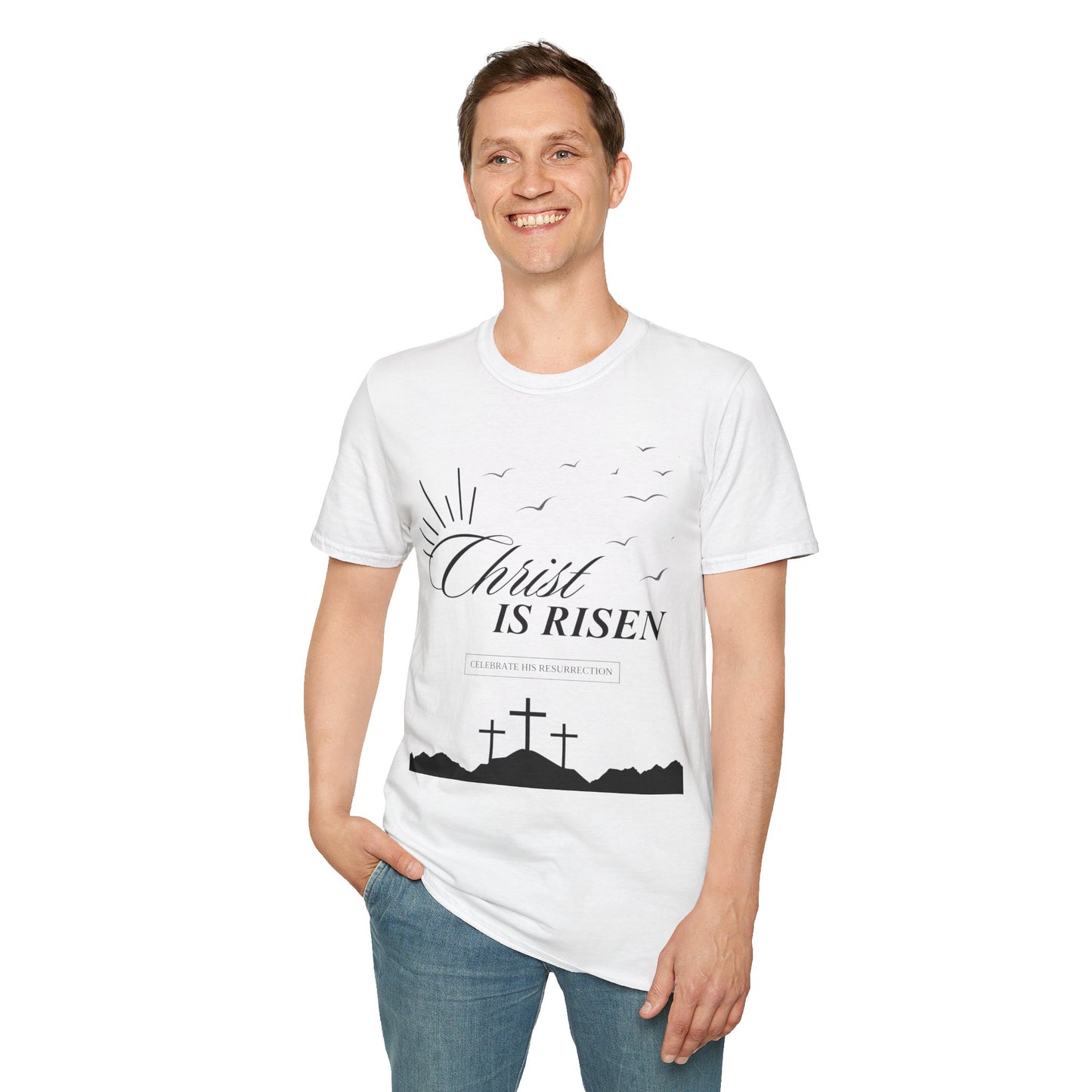 Christ Is Risen T-Shirt — Easter Christian Faith Tee with Crosses