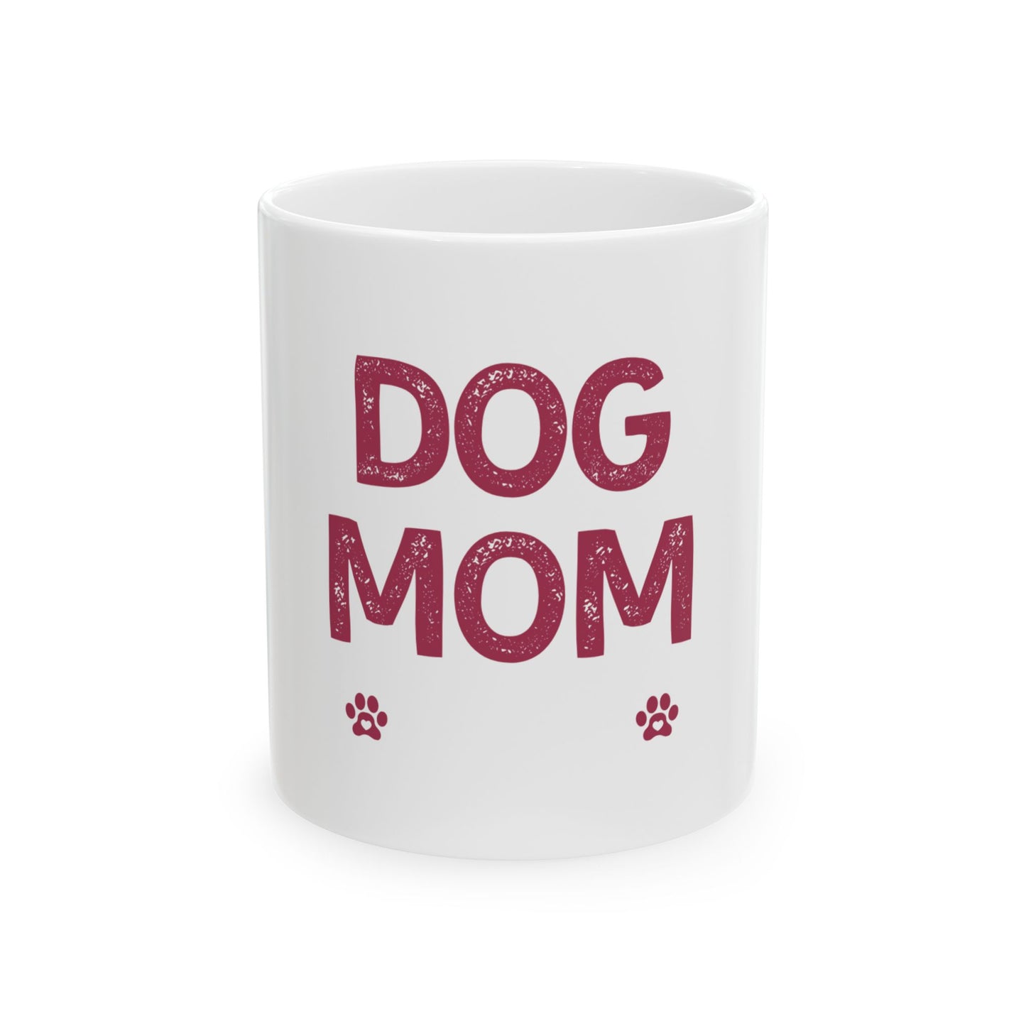 Dog Mom Ceramic Mug – 'DOG MOM' Paw Print Coffee Cup (11oz & 15oz)