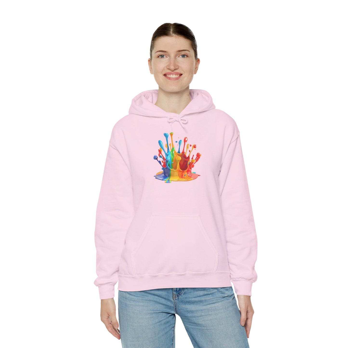 Color Splash Crown Hoodie – Rainbow Paint Crown Graphic Sweatshirt