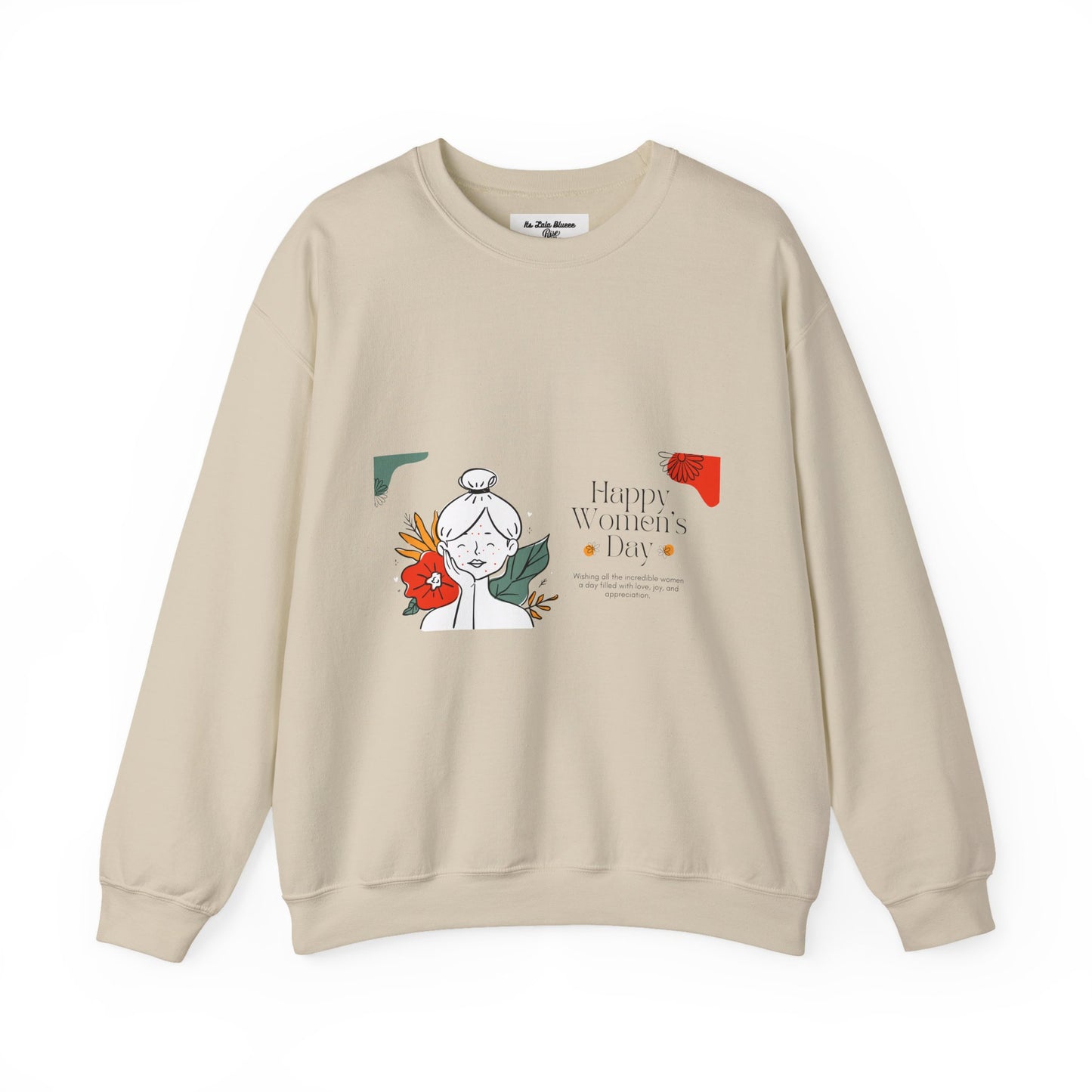 Crewneck Sweatshirt — "Happy Women's Day" Floral Line Art