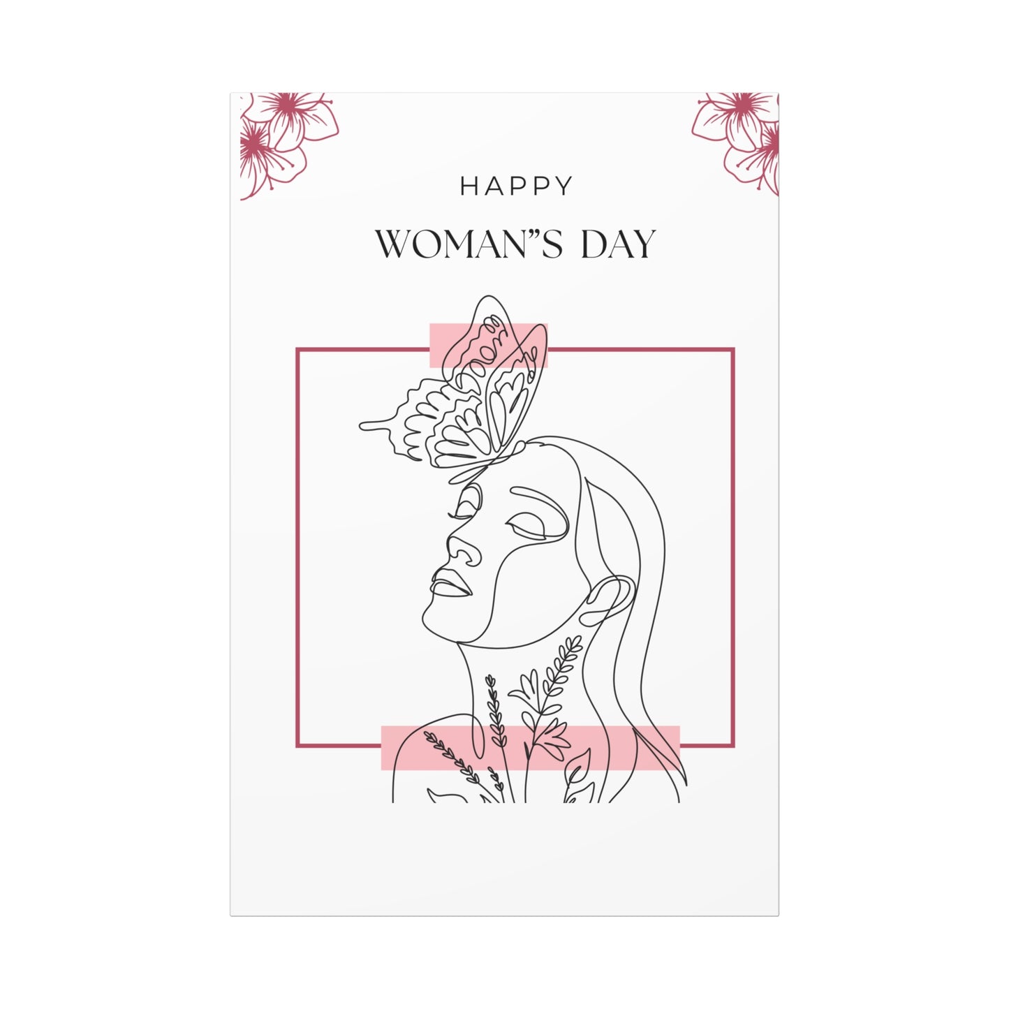 Minimalist Line Art Canvas Wrap - Woman with Butterfly 1.6"