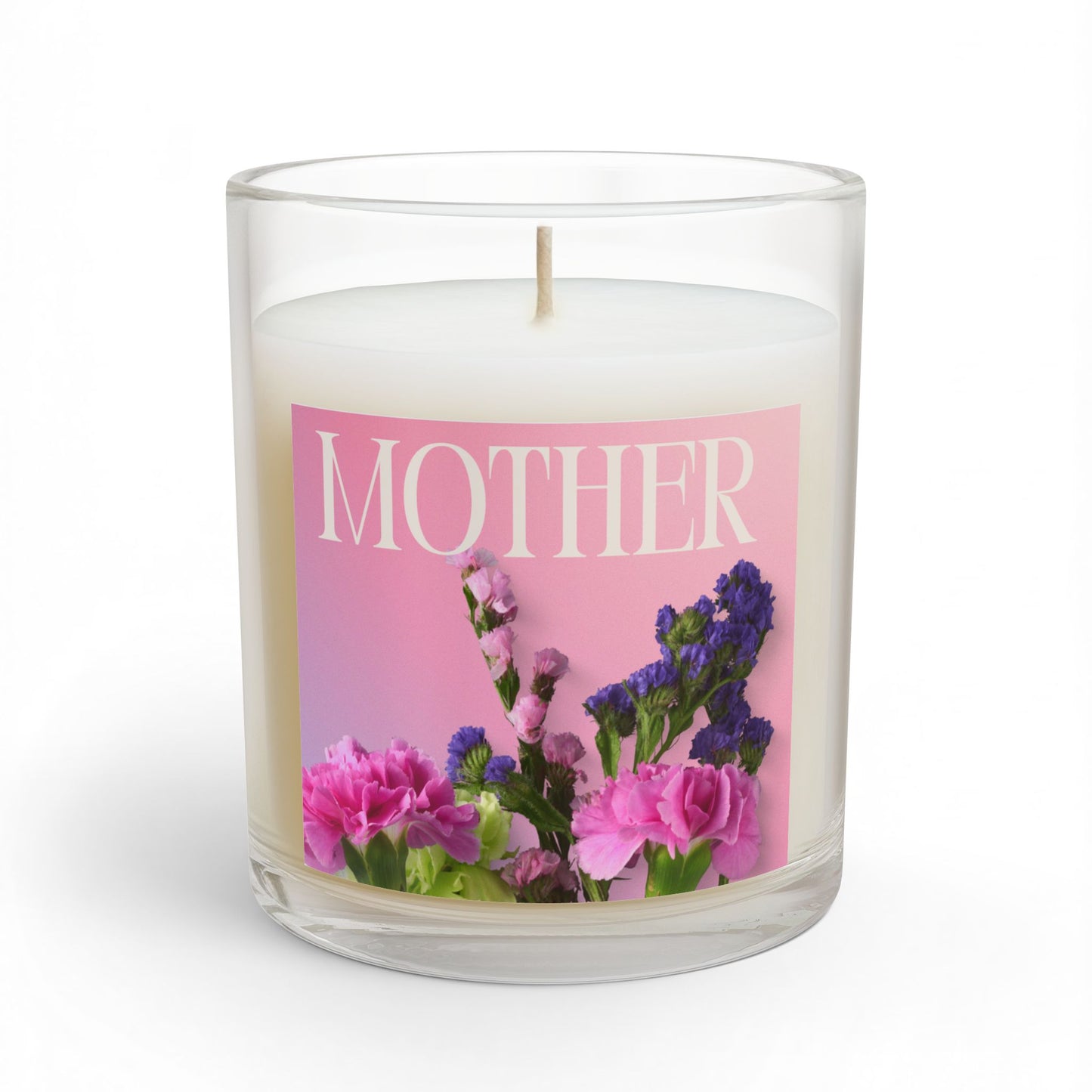 Mother Floral Glass Candle — 11oz Pink Bouquet Scented Candle for Mother's Day