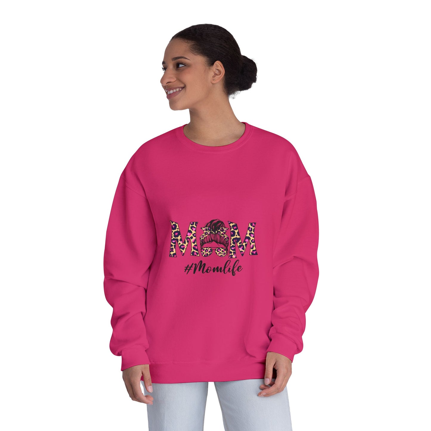Momlife Floral Crewneck Sweatshirt — “MOM” Leopard Floral Design
