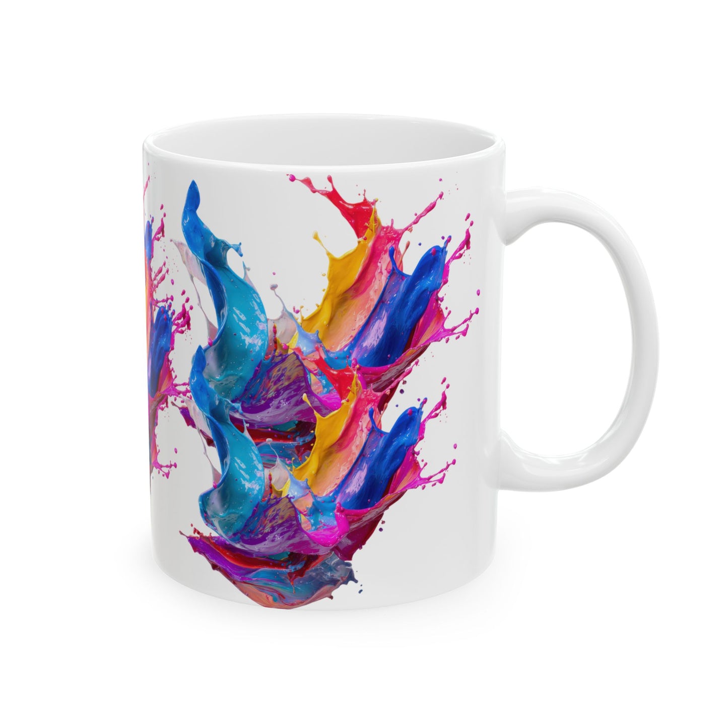 Colorful Paint Splash Ceramic Mug — Artistic Abstract 11oz/15oz Coffee Cup